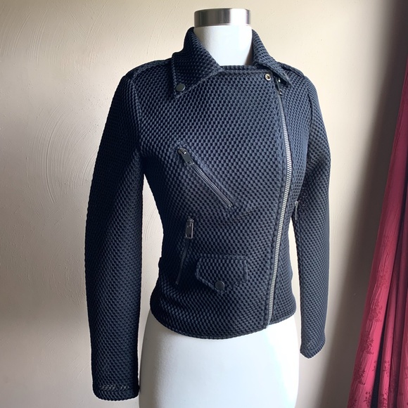 Diesel Moto Quilted Lined Polyester Collared Black Biker Jacket - Picture 8 of 16